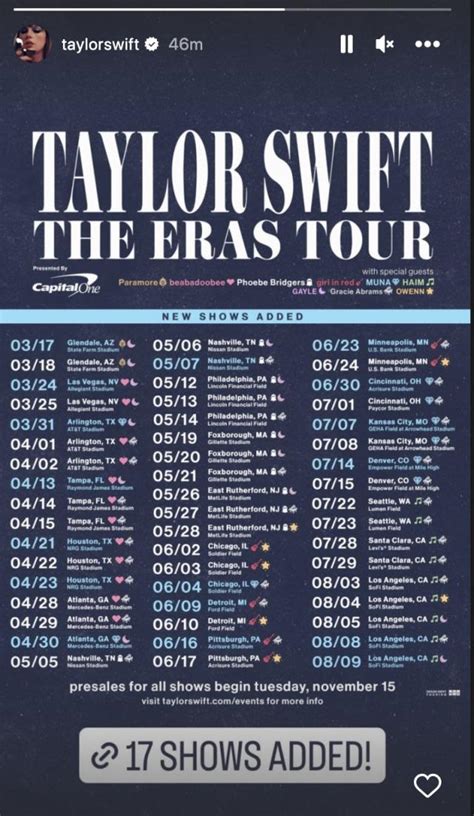 Taylor Swift's Eras Tour set list features a surprise song (or two) on each date of the the superstar's 2023-2024 trek.